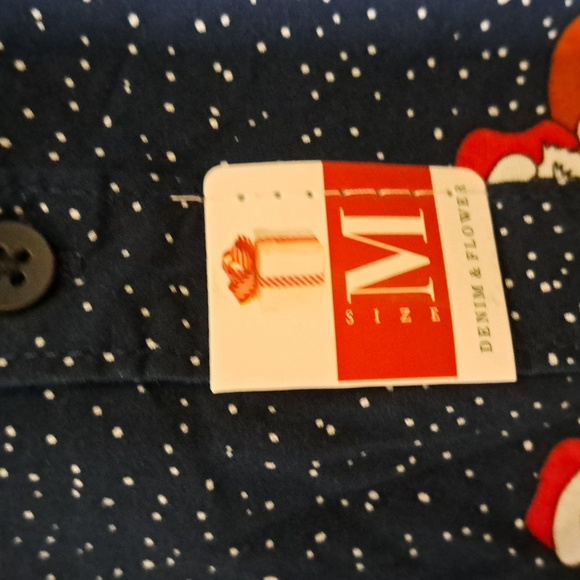 Denim and Flower 100% Cotton Short Sleeve Christmas Button Shirt - Picture 3 of 7